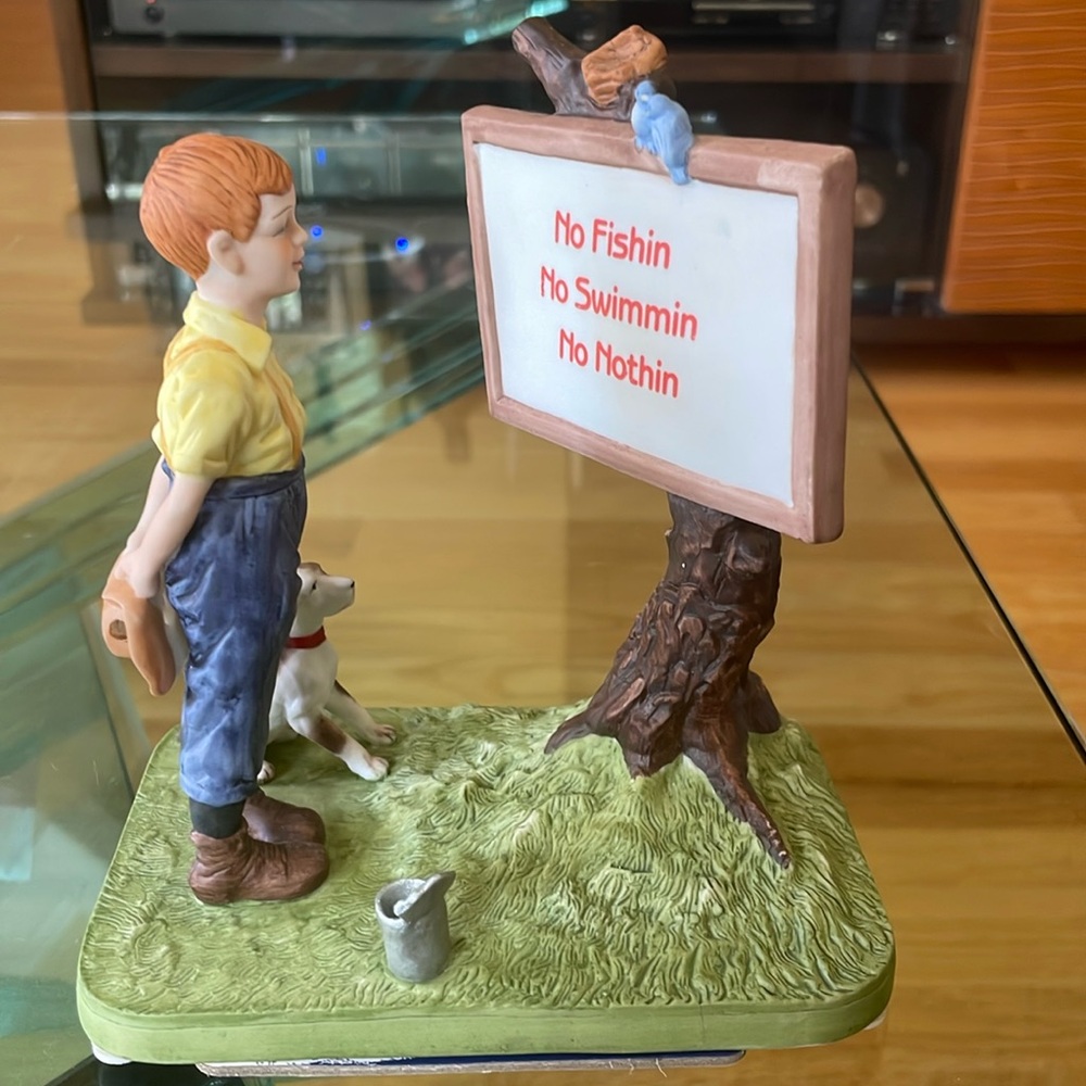 Normal Rockwell No Fishin No Swimmin No Nothin Figurine 1989
